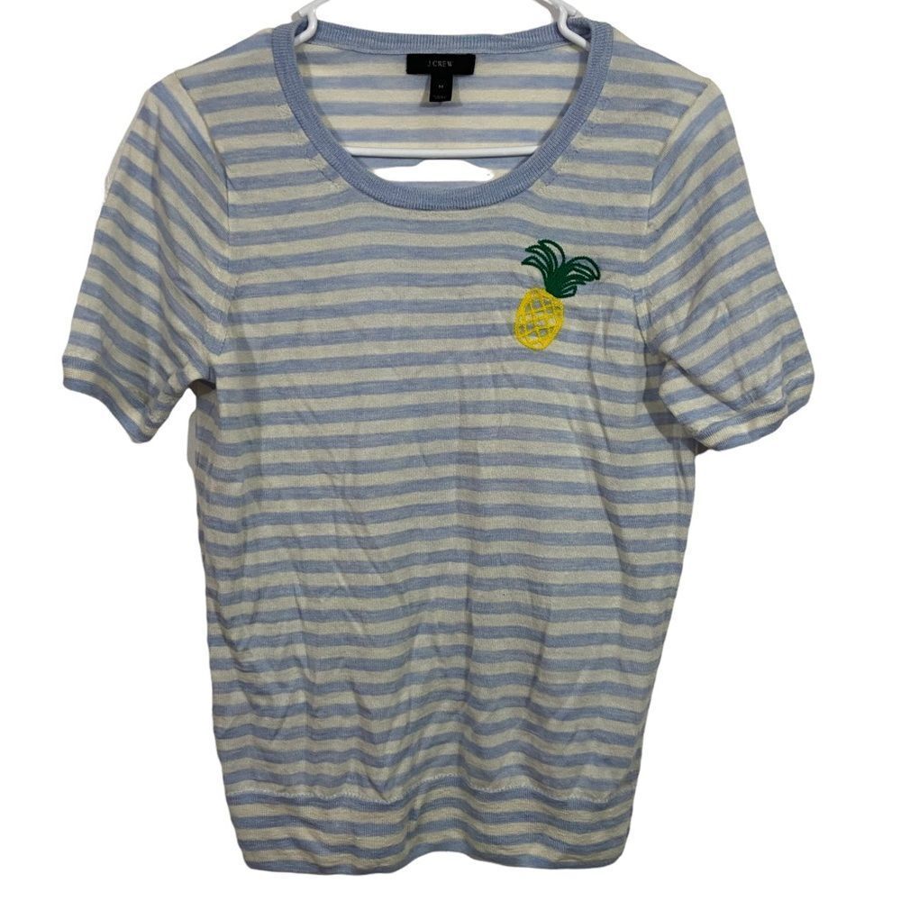 J. Crew Striped Pineapple Graphic Short Sleeve T-Shirt